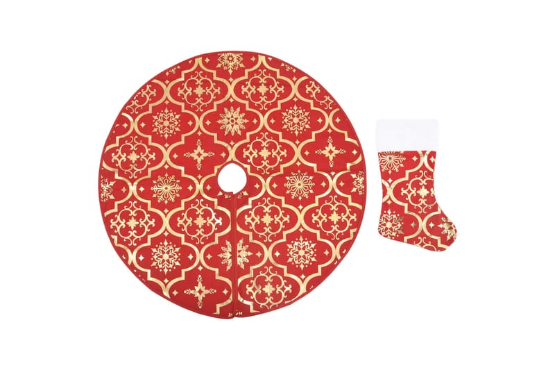 luksuriøs skjuler til juletræsfod med julesok 122 cm stof - Rød - Juletræsfod - Juelpynt og juledekoration