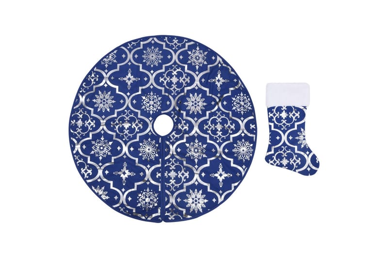 luksuriøs skjuler til juletræsfod med julesok 90 cm stof blå - Blå - Juletræsfod - Juelpynt og juledekoration