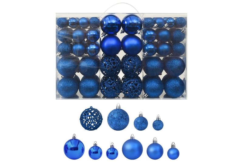 julekuglesæt 100 stk. blå - Blå - Plastik juletræ