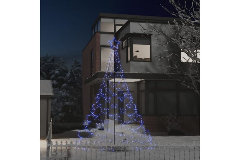 juletræ med metalstolpe 500 LED'er 3 m blå - Blå - Plastik juletræ