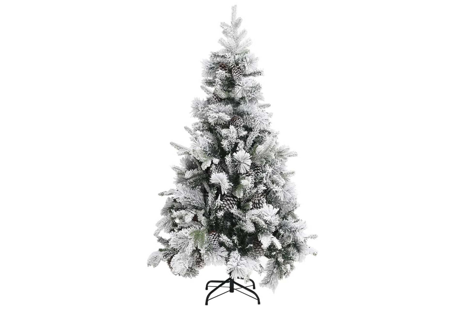 juletræ med puddersne og grankogler 195 cm PVC & PE - Boligtilbehør - Julepynt & højtidsdekorationer - Juelpynt og juledekoration - Plastik juletræ