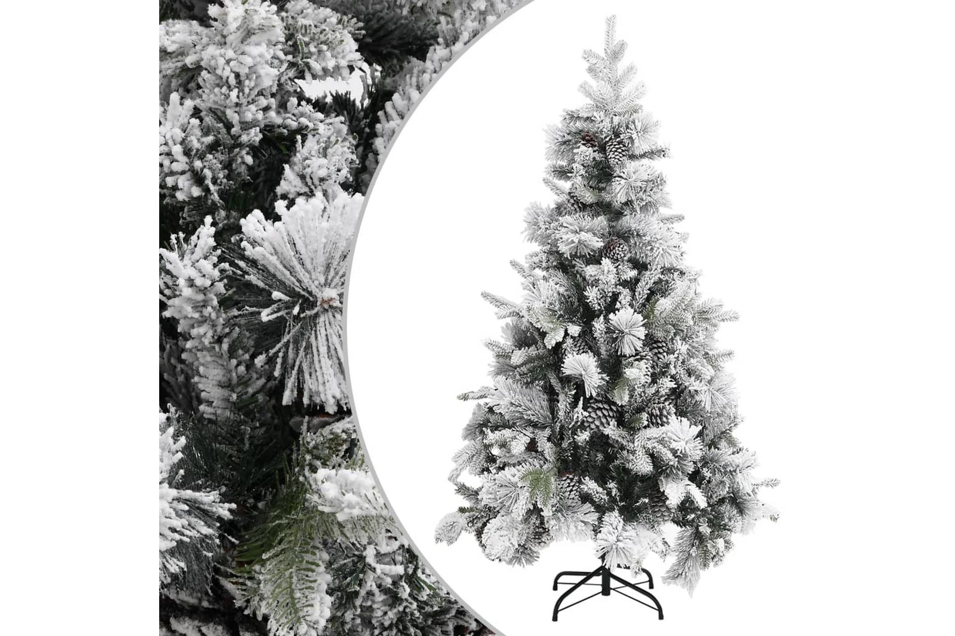 juletræ med puddersne og grankogler 195 cm PVC & PE - Boligtilbehør - Julepynt & højtidsdekorationer - Juelpynt og juledekoration - Plastik juletræ