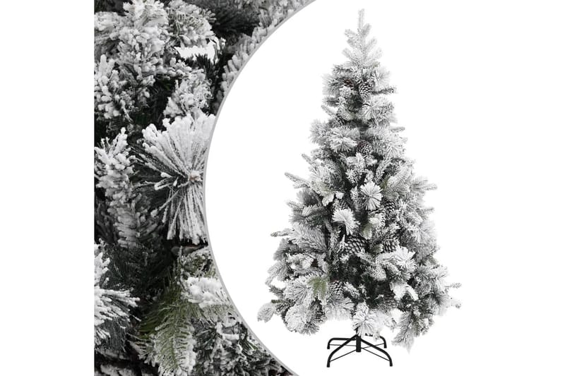juletræ med puddersne og grankogler 195 cm PVC & PE - Boligtilbehør - Julepynt & højtidsdekorationer - Juelpynt og juledekoration - Plastik juletræ