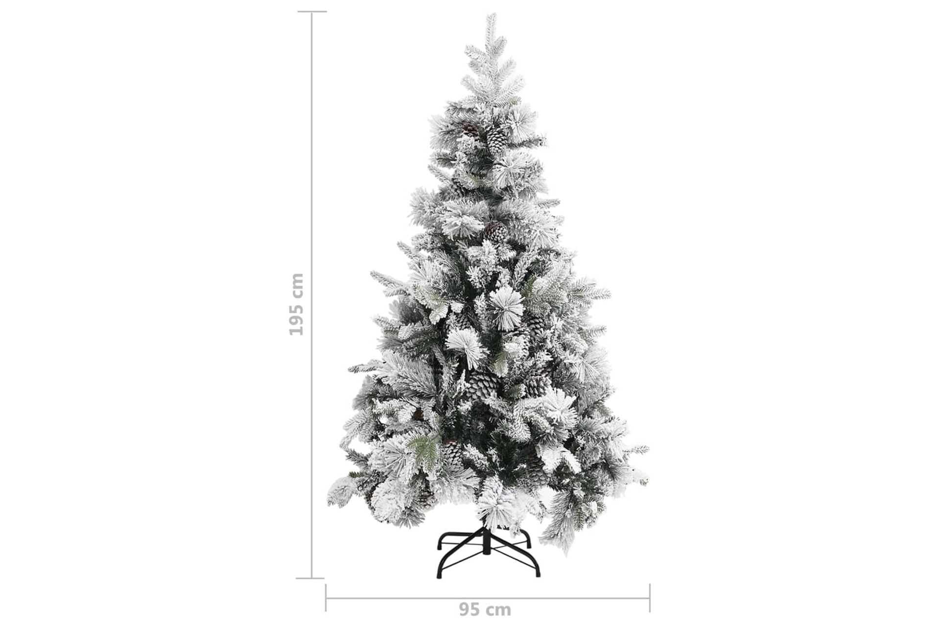 juletræ med puddersne og grankogler 195 cm PVC & PE - Boligtilbehør - Julepynt & højtidsdekorationer - Juelpynt og juledekoration - Plastik juletræ