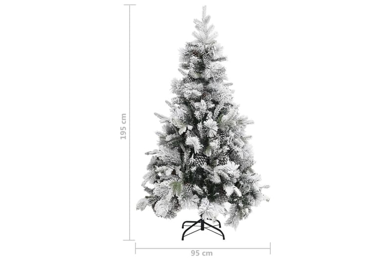 juletræ med puddersne og grankogler 195 cm PVC & PE - Boligtilbehør - Julepynt & højtidsdekorationer - Juelpynt og juledekoration - Plastik juletræ