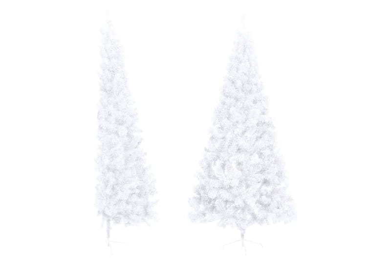 kunstigt halvt juletræ med juletræsfod 210 cm PVC hvid - Boligtilbehør - Julepynt & højtidsdekorationer - Juelpynt og juledekoration - Plastik juletræ