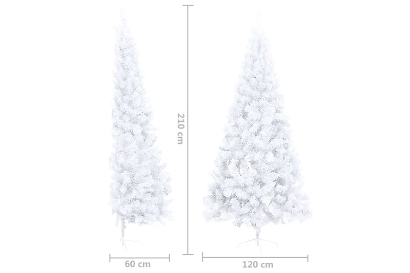kunstigt halvt juletræ med juletræsfod 210 cm PVC hvid - Boligtilbehør - Julepynt & højtidsdekorationer - Juelpynt og juledekoration - Plastik juletræ