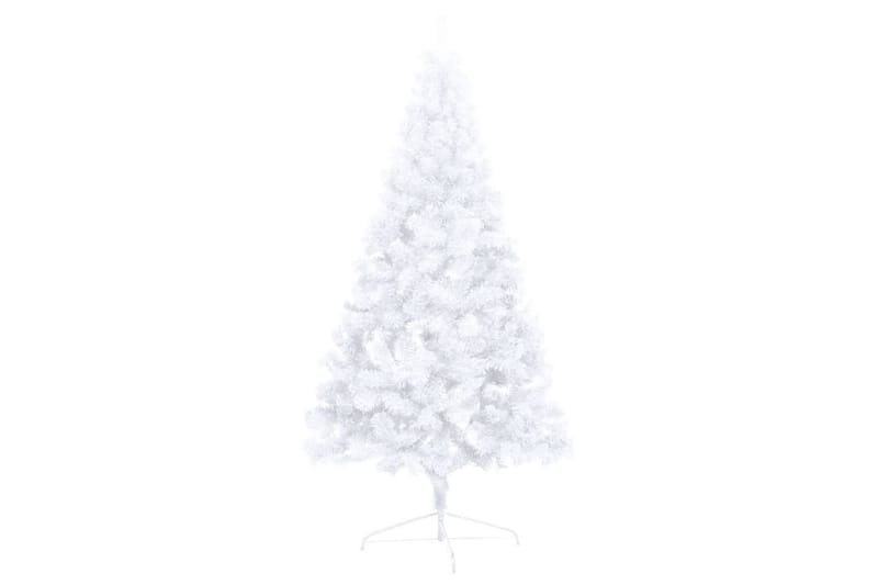 kunstigt halvt juletræ med LED-lys og kuglesæt 150 cm hvid - Boligtilbehør - Julepynt & højtidsdekorationer - Juelpynt og juledekoration - Plastik juletræ