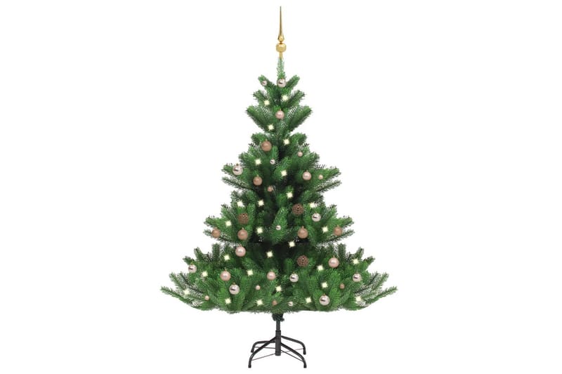 kunstigt juletræ LED-lys + julekugler 150 cm nordmannsgran - Plastik juletræ