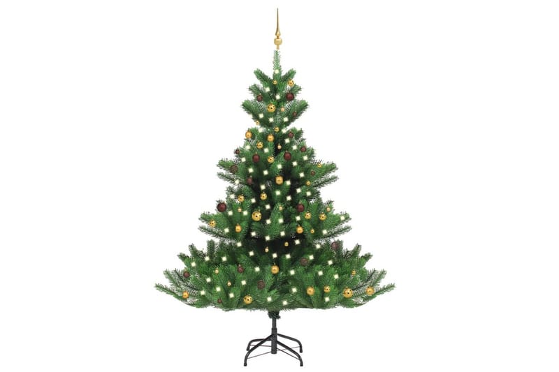 kunstigt juletræ LED-lys + julekugler 240 cm nordmannsgran - Plastik juletræ