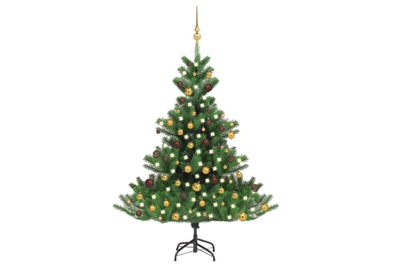 kunstigt juletræ LED-lys og kuglesæt 120 cm nordmannsgran - Plastik juletræ