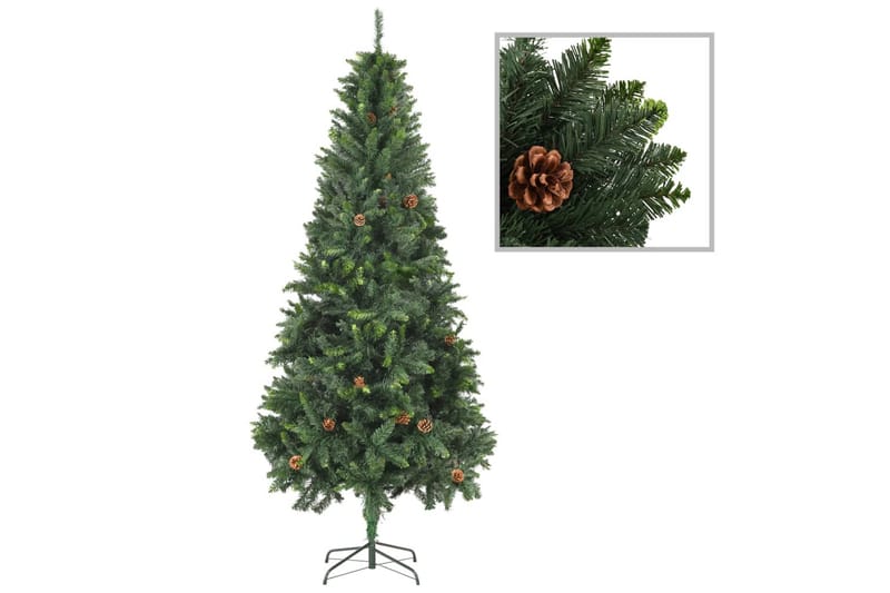 kunstigt juletræ med grankogler 210 cm grøn - Plastik juletræ