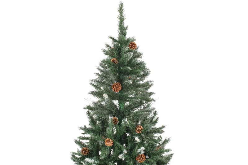 kunstigt juletræ med grankogler og hvidt glitter 150 cm - Plastik juletræ