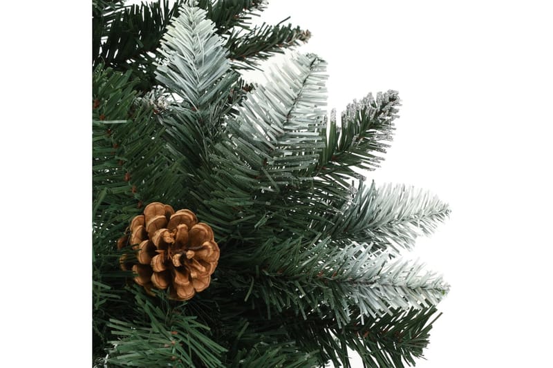 kunstigt juletræ med grankogler og hvidt glitter 210 cm - Plastik juletræ