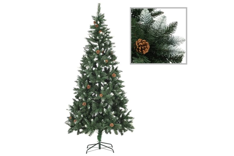 kunstigt juletræ med grankogler og hvidt glitter 210 cm - Boligtilbehør - Julepynt & højtidsdekorationer - Juelpynt og juledekoration - Plastik juletræ