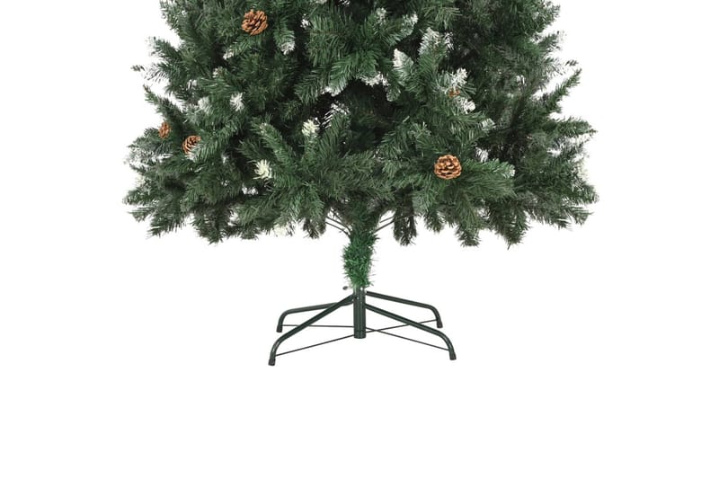 kunstigt juletræ med grankogler og hvidt glitter 210 cm - Plastik juletræ
