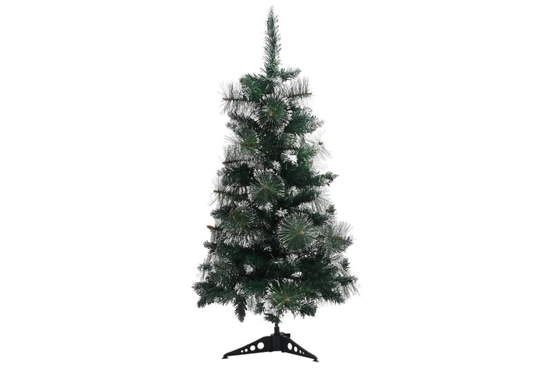 kunstigt juletræ med juletræsfod 90 cm PVC grøn og hvid - Plastik juletræ