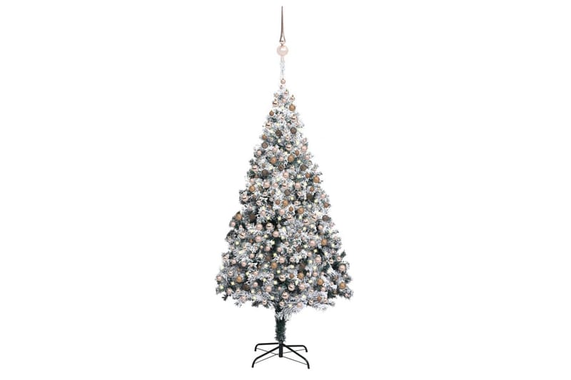 kunstigt juletræ med LED-lys + kugler og puddersne 400 cm - Plastik juletræ