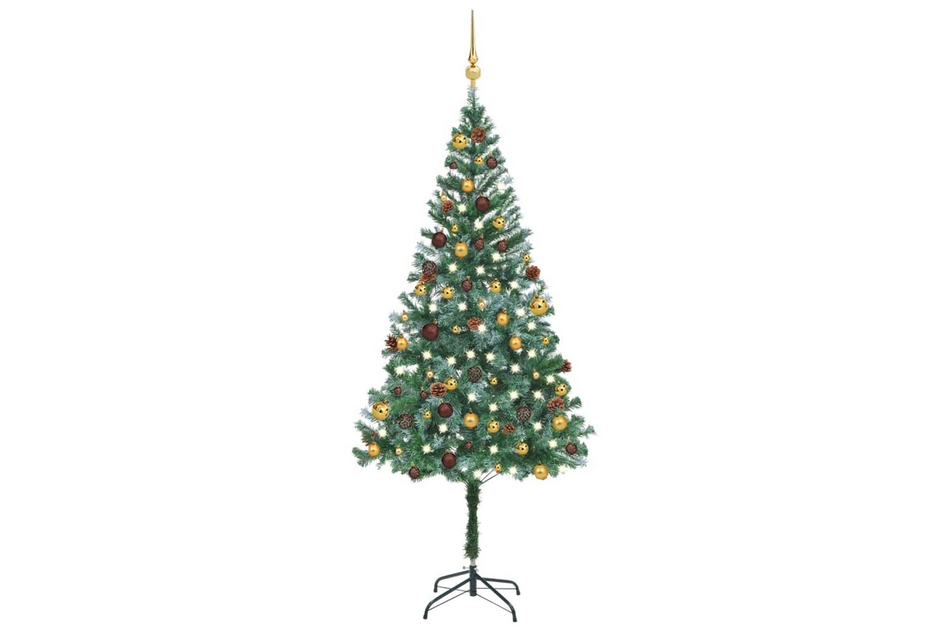 kunstigt juletræ med LED-lys + kuglesæt og grankogler 180 cm - Boligtilbehør - Julepynt & højtidsdekorationer - Juelpynt og juledekoration - Plastik juletræ