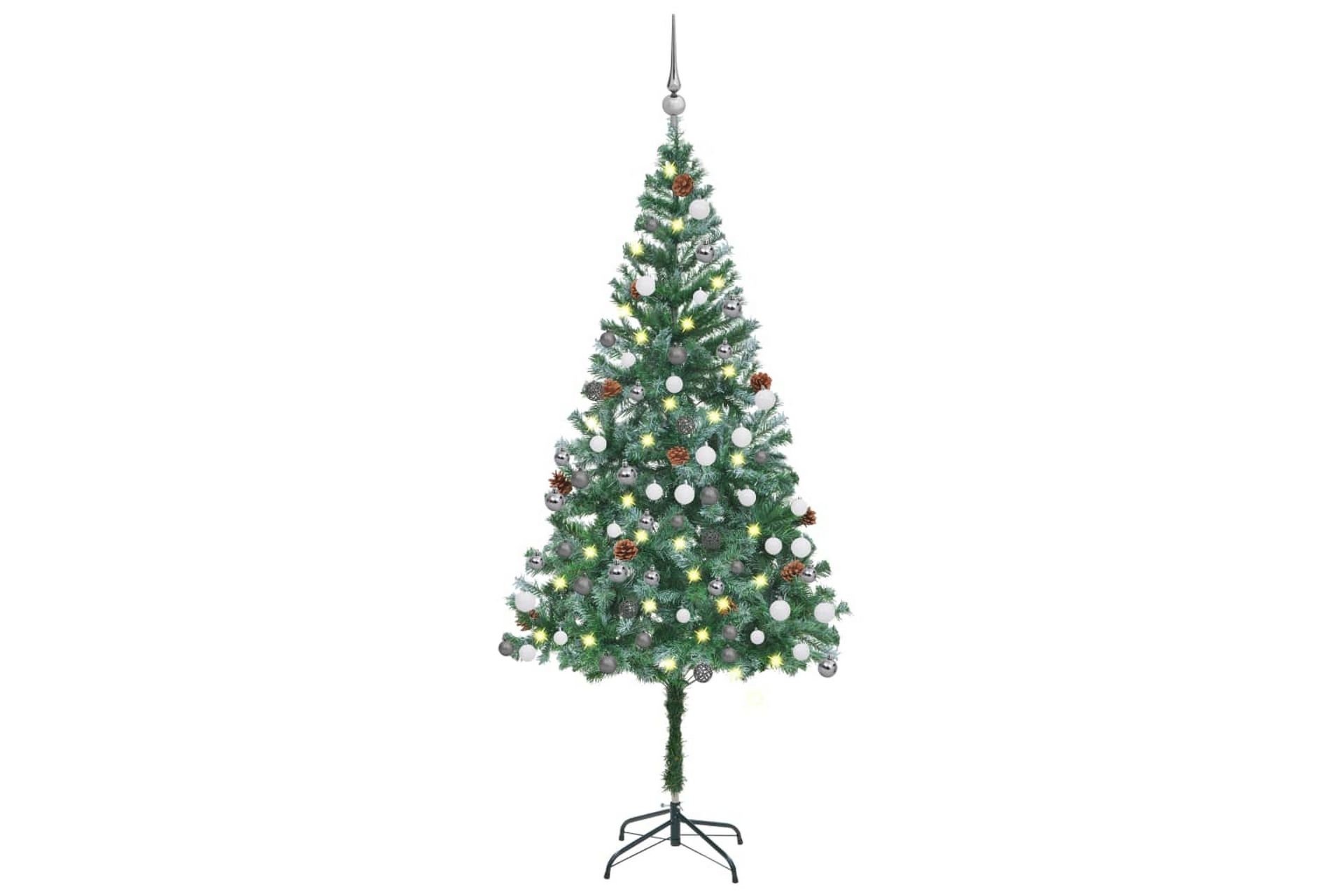 kunstigt juletræ med LED-lys + kuglesæt og grankogler 180 cm - Boligtilbehør - Julepynt & højtidsdekorationer - Juelpynt og juledekoration - Plastik juletræ