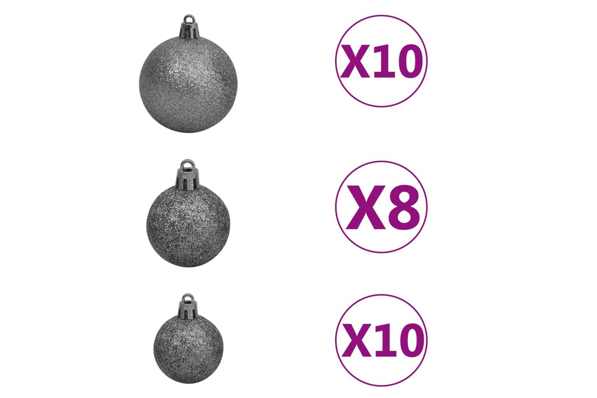 kunstigt juletræ med LED-lys + kuglesæt og grankogler 210 cm - Boligtilbehør - Julepynt & højtidsdekorationer - Juelpynt og juledekoration - Plastik juletræ
