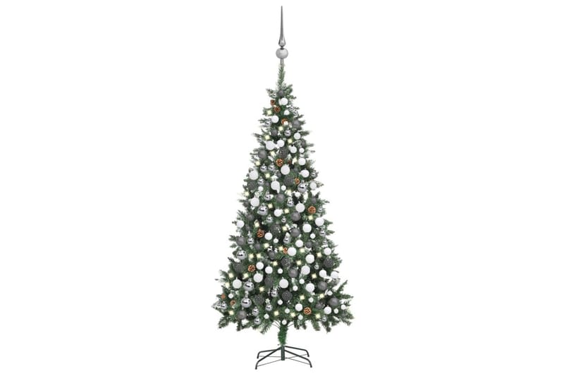 kunstigt juletræ med LED-lys + kuglesæt og grankogler 210 cm - Boligtilbehør - Julepynt & højtidsdekorationer - Juelpynt og juledekoration - Plastik juletræ