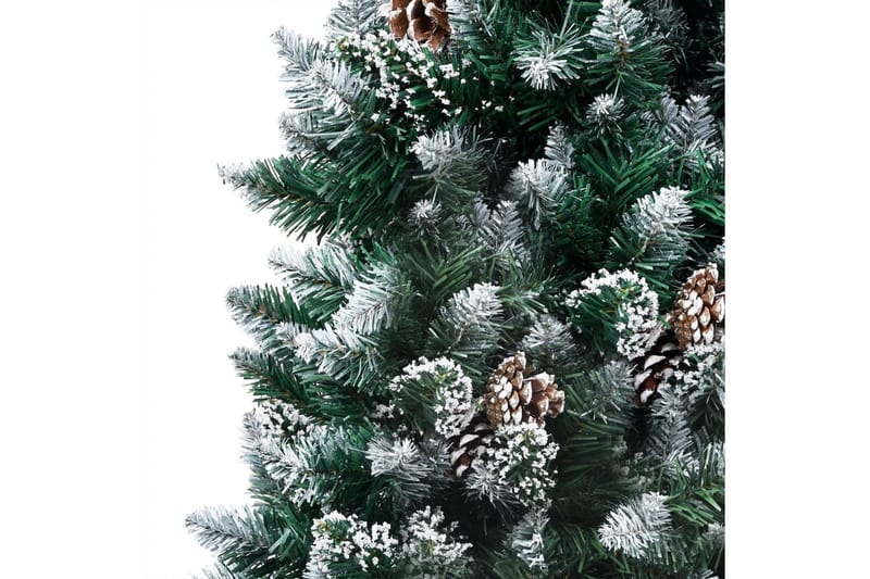 kunstigt juletræ med LED-lys + kuglesæt og grankogler 210cm - Plastik juletræ