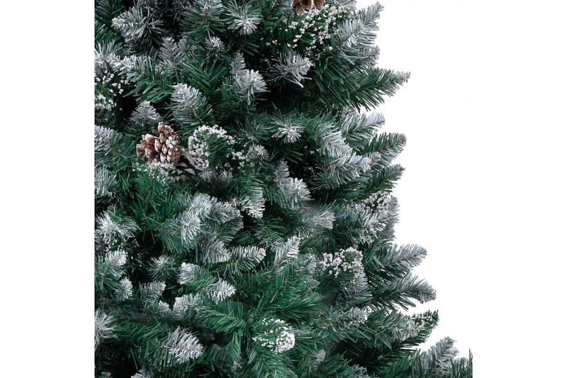 kunstigt juletræ med LED-lys + kuglesæt og grankogler 210cm - Plastik juletræ
