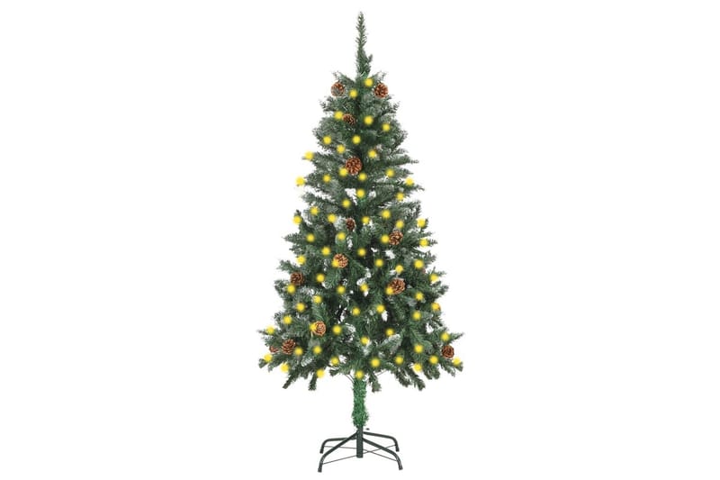 kunstigt juletræ med LED-lys og grankogler 150 cm - Plastik juletræ