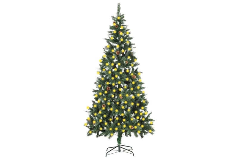 kunstigt juletræ med LED-lys og grankogler 210 cm - Boligtilbehør - Julepynt & højtidsdekorationer - Juelpynt og juledekoration - Plastik juletræ