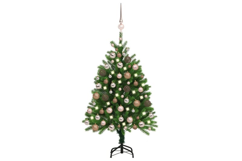 kunstigt juletræ med LED-lys og kuglesæt 120 cm grøn - Plastik juletræ