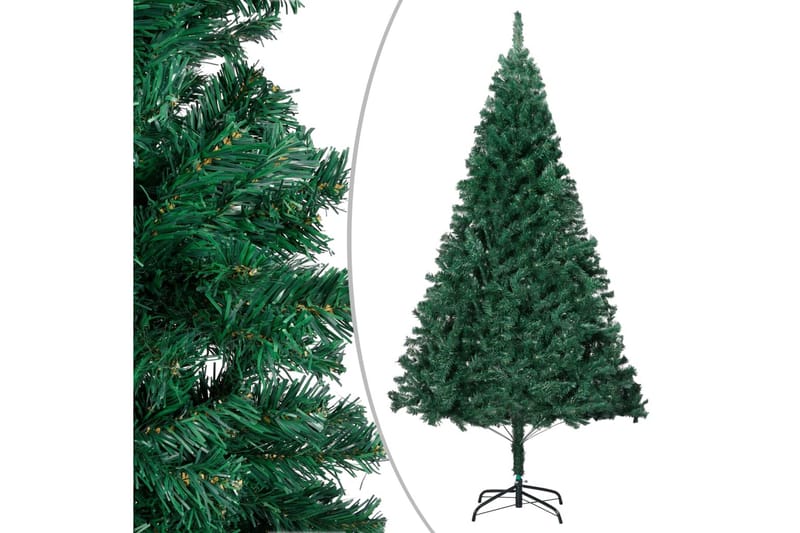 kunstigt juletræ med LED-lys og kuglesæt 120 cm PVC grøn - Plastik juletræ