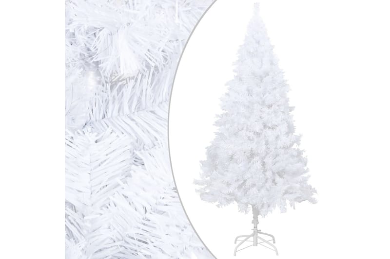 kunstigt juletræ med LED-lys og kuglesæt 120 cm PVC hvid - Plastik juletræ