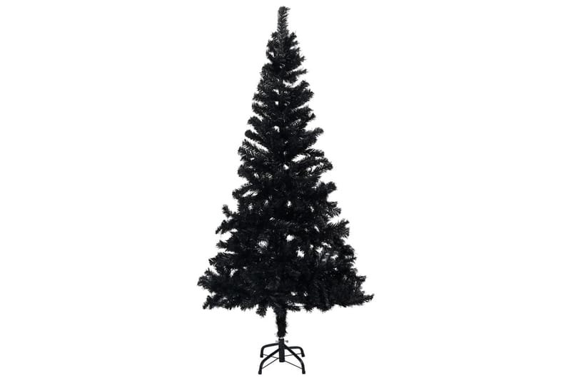 kunstigt juletræ med LED-lys og kuglesæt 120 cm PVC sort - Plastik juletræ