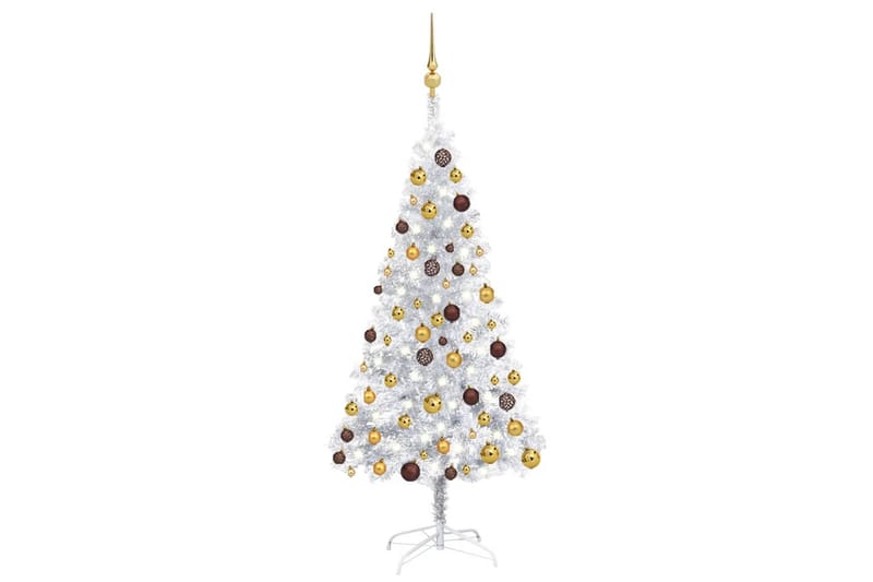 kunstigt juletræ med LED-lys og kuglesæt 120 cm PET - Plastik juletræ