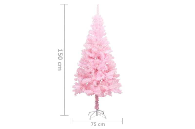 kunstigt juletræ med LED-lys og kuglesæt 150 cm PVC pink - Plastik juletræ