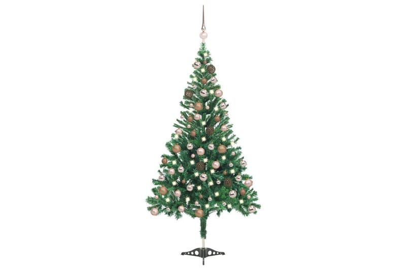 kunstigt juletræ med LED-lys og kuglesæt 180 cm 564 grene - Plastik juletræ