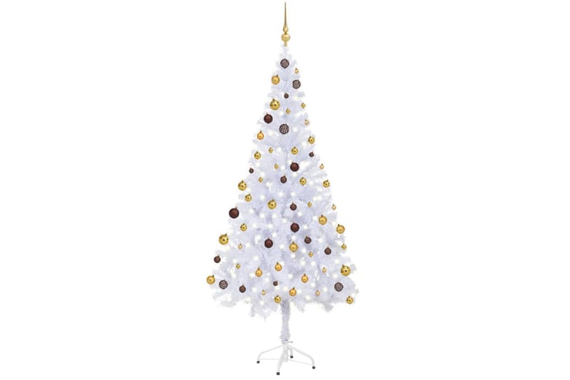 kunstigt juletræ med LED-lys og kuglesæt 180 cm 620 grene - Plastik juletræ