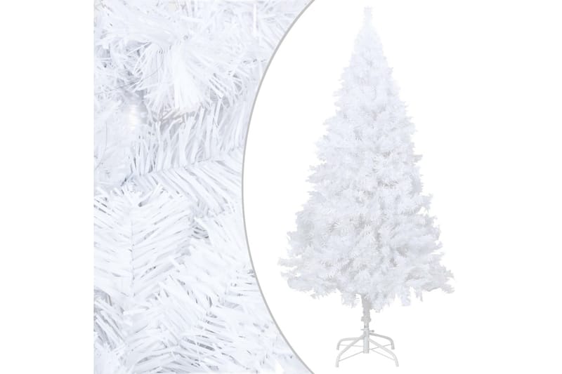 kunstigt juletræ med LED-lys og kuglesæt 180 cm PVC hvid - Plastik juletræ