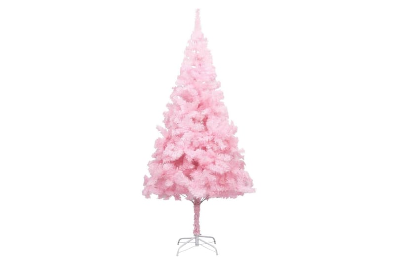 kunstigt juletræ med LED-lys og kuglesæt 240 cm PVC pink - Plastik juletræ