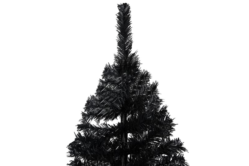 kunstigt juletræ med LED-lys og kuglesæt 240 cm PVC sort - Plastik juletræ