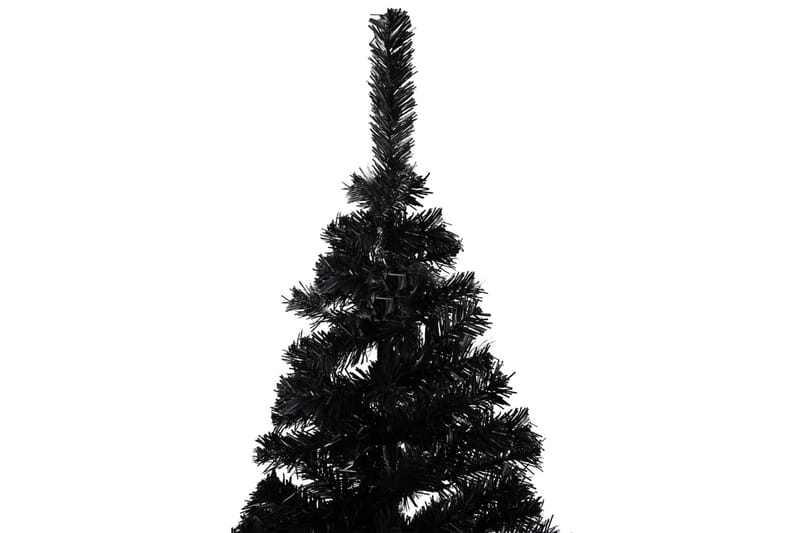 kunstigt juletræ med LED-lys og kuglesæt 240 cm PVC sort - Plastik juletræ