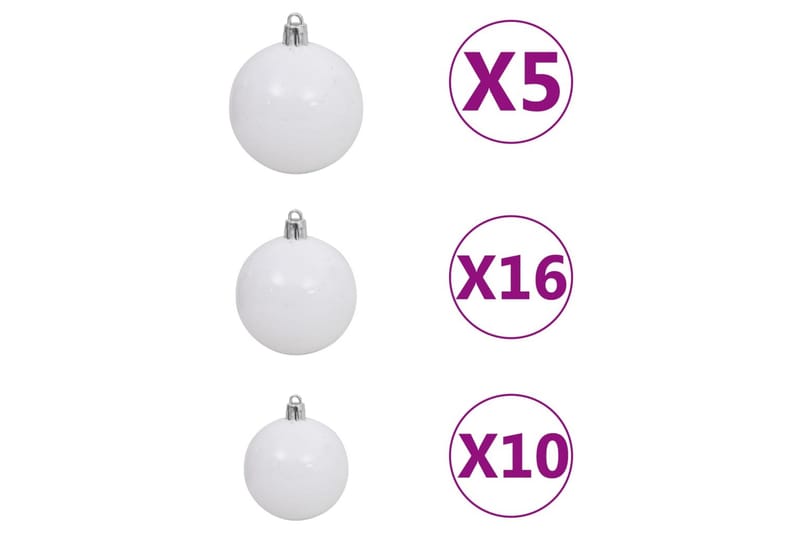 kunstigt juletræ med LED-lys og kuglesæt 240 cm PVC pink - Boligtilbehør - Julepynt & højtidsdekorationer - Juelpynt og juledekoration - Plastik juletræ