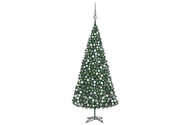 kunstigt juletræ med LED-lys og kuglesæt 500 cm grøn - Plastik juletræ