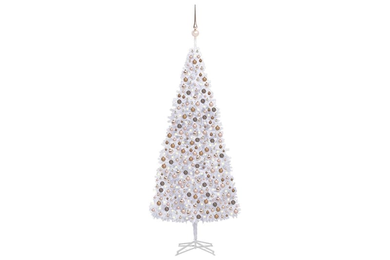 kunstigt juletræ med LED-lys og kuglesæt 500 cm hvid - Plastik juletræ