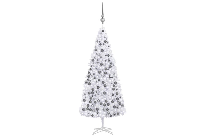 kunstigt juletræ med LED-lys og kuglesæt 500 cm hvid - Plastik juletræ