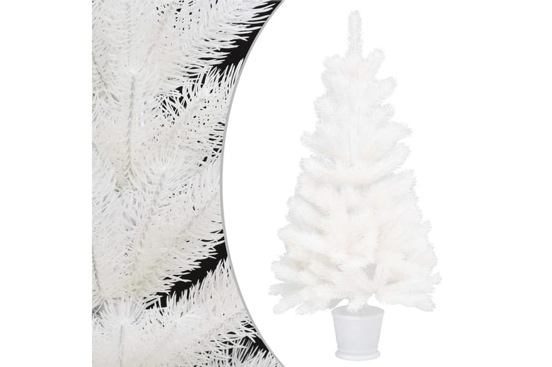 kunstigt juletræ med LED-lys og kuglesæt 65 cm hvid - Plastik juletræ