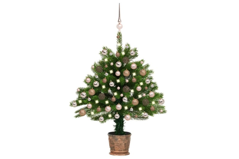kunstigt juletræ med LED-lys og kuglesæt 90 cm grøn - Plastik juletræ