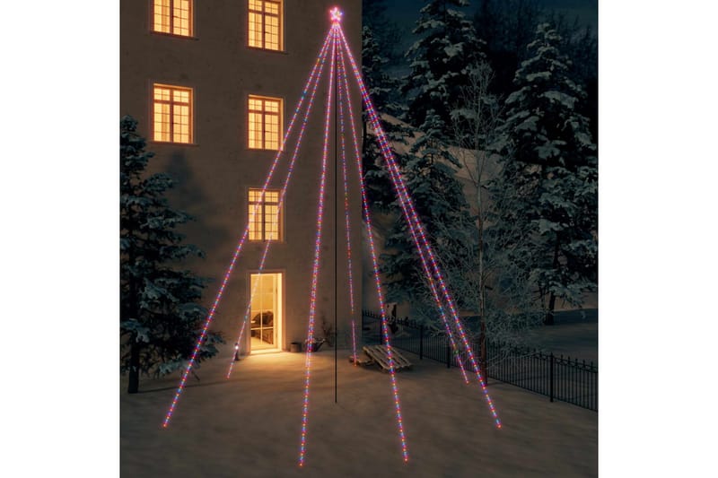lysende juletræ 1300 LED'er 8 m inde/ude farverigt lys - Flerfarvet - Plastik juletræ