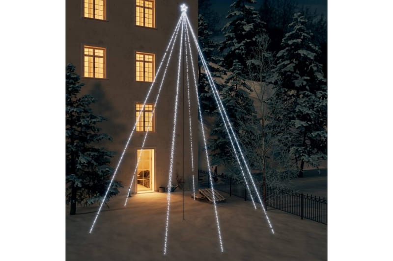 lysende juletræ 1300 LED'er 8 m inde/ude koldt hvidt lys - Hvid - Plastik juletræ